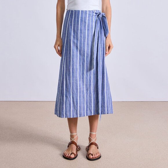 Apiece  Apart NWT Vera Wrap Skirt Medium Cotton Chambray Blue - Picture 1 of 9